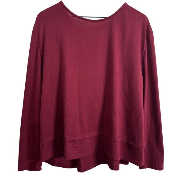 1.STATE Maroon Red Boat Neck Tie Back Long Sleeve Top Size Large - Picture 3 of 7